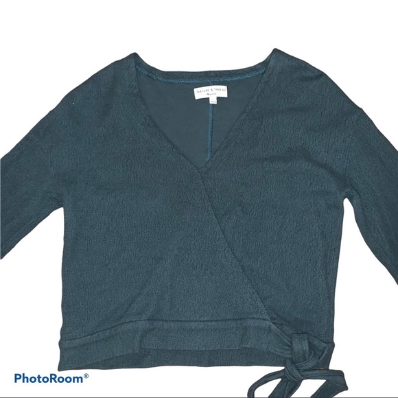 Madewell Texture & Thread Green Wrap Top size Small - Picture 4 of 9
